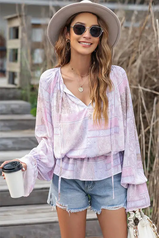 Boho bubble sleeve blouse - blouses