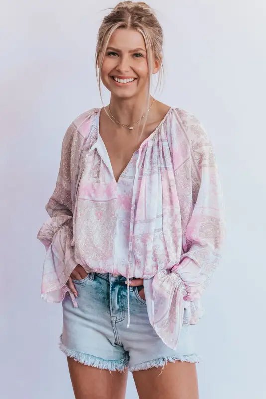 Boho bubble sleeve blouse - blouses