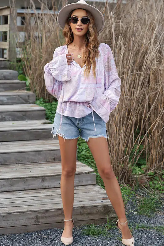 Boho bubble sleeve blouse - blouses