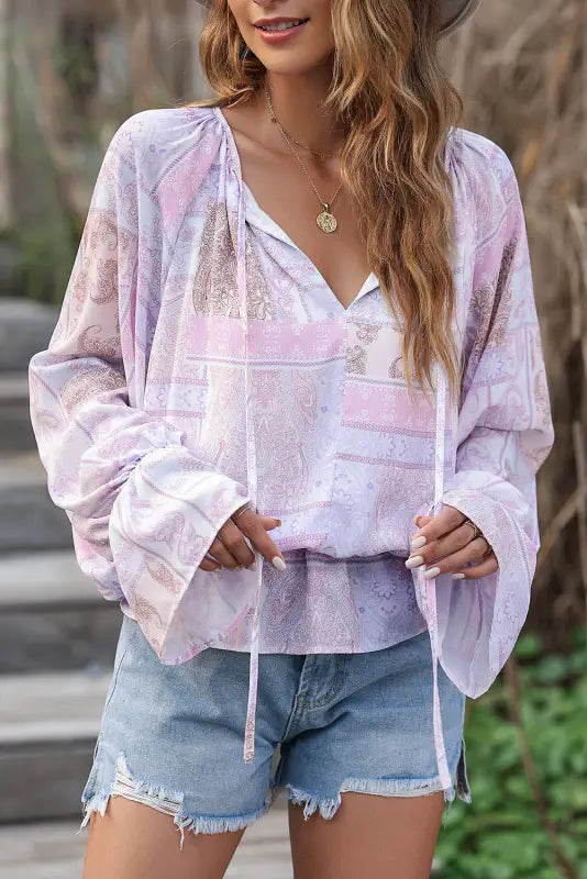 Boho bubble sleeve blouse - blouses