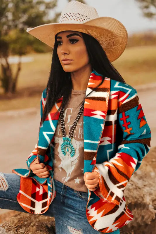 Boho chic aztec blazer | thermal fleece | fashionfitz