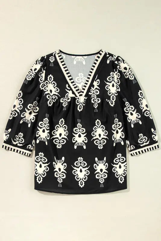 Boho chic geometric blouse - black