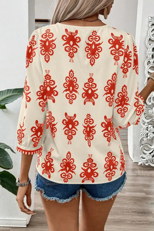 Boho chic geometric blouse - orange