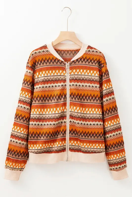 Trendy boho stripe zip jacket – get cozy in style