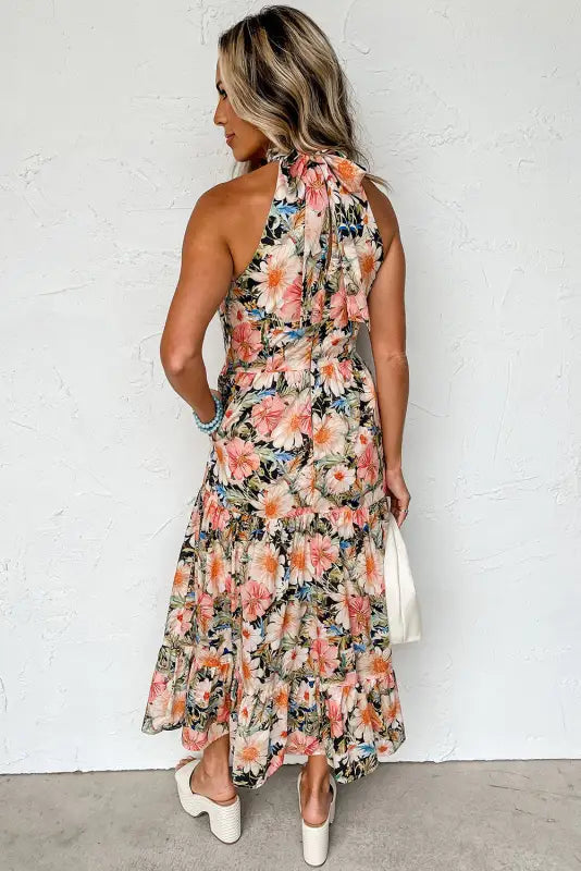 Boho floral halter maxi dress - dresses