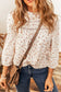 Printed boho floral lace eyelet mock neck blouse - blouses & shirts