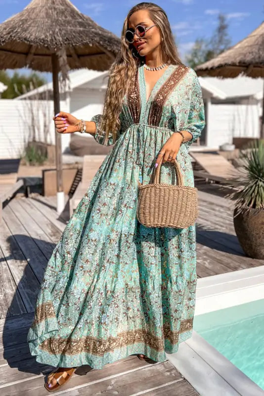 Boho floral maxi dress - open back | fashionfitz