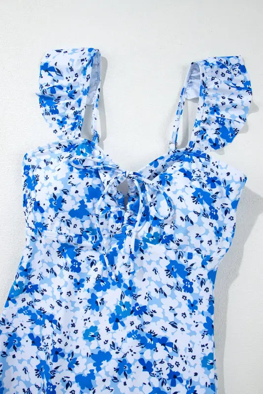 Boho floral one-piece swimsuit - ruffled straps by fashionfitz