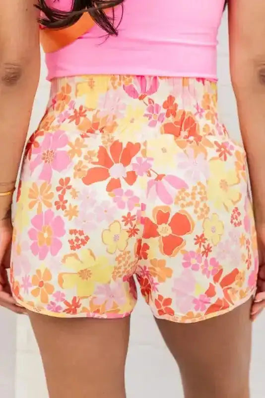 Boho Floral Shirred Casual Shorts - Fashionfitz