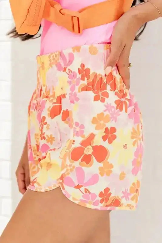 Boho Floral Shirred Casual Shorts - Fashionfitz