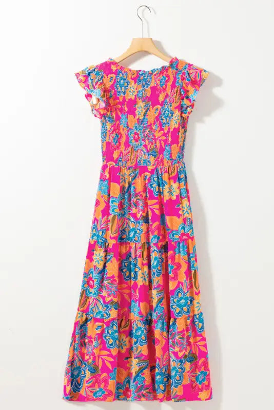 Boho floral tiered long dress - maxi dresses