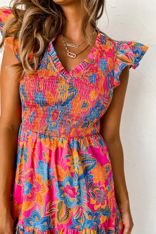 Boho floral tiered long dress - maxi dresses