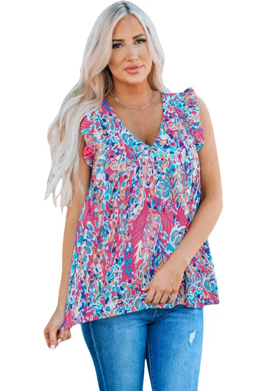 Boho flounce v neck tank top - tops/tank tops