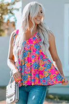 Boho Flounce V Neck Tank Top - Fashionfitz