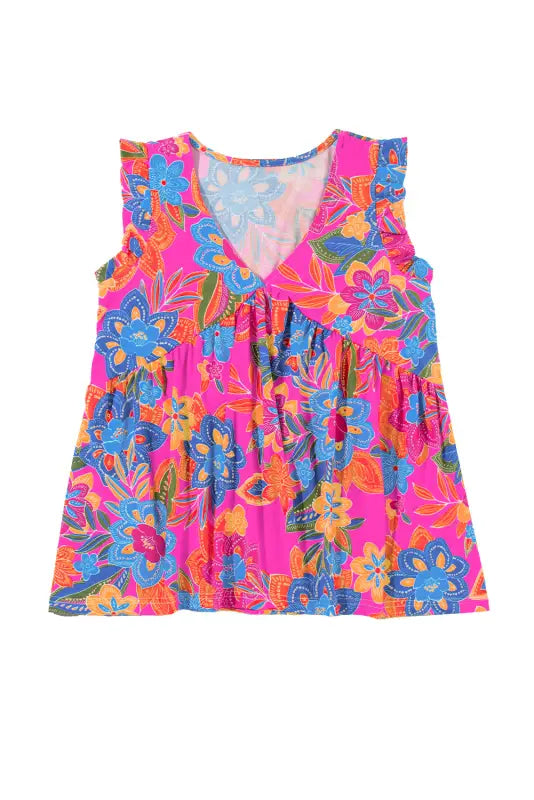 Boho flounce v neck tank top - tops/tank tops