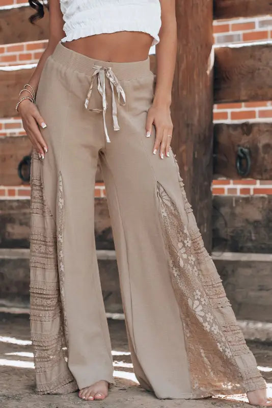 Boho lace patch wide leg pants | fashionfitz