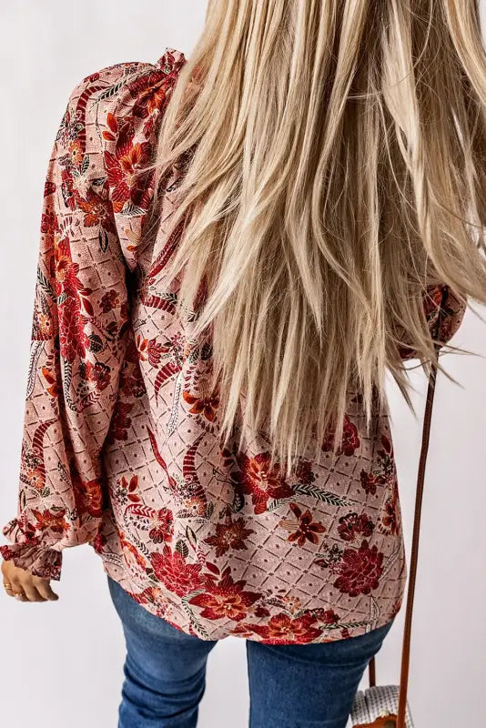 Boho paisley blouse - split v-neck - blouses