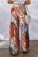 Boho print drawstring wide leg pants - bottoms/pants & culotte