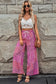 Boho print drawstring wide leg pants - bottoms/pants & culotte