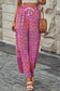 Boho print drawstring wide leg pants - bottoms/pants & culotte