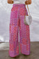 Boho print drawstring wide leg pants - bottoms/pants & culotte