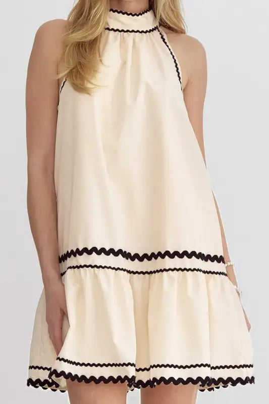 Boho ricrac halter dress