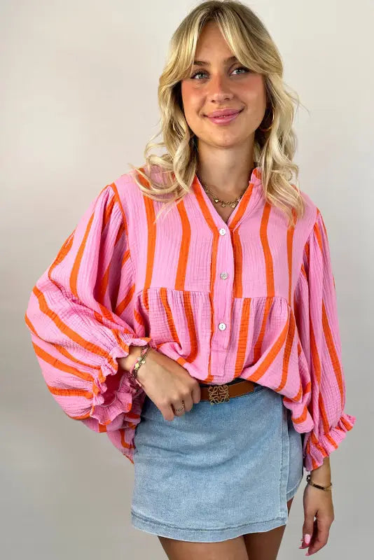 Boho striped billow shirt | women’s shirts | fashionfitz