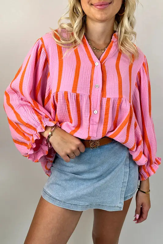 Boho striped billow shirt | women’s shirts | fashionfitz