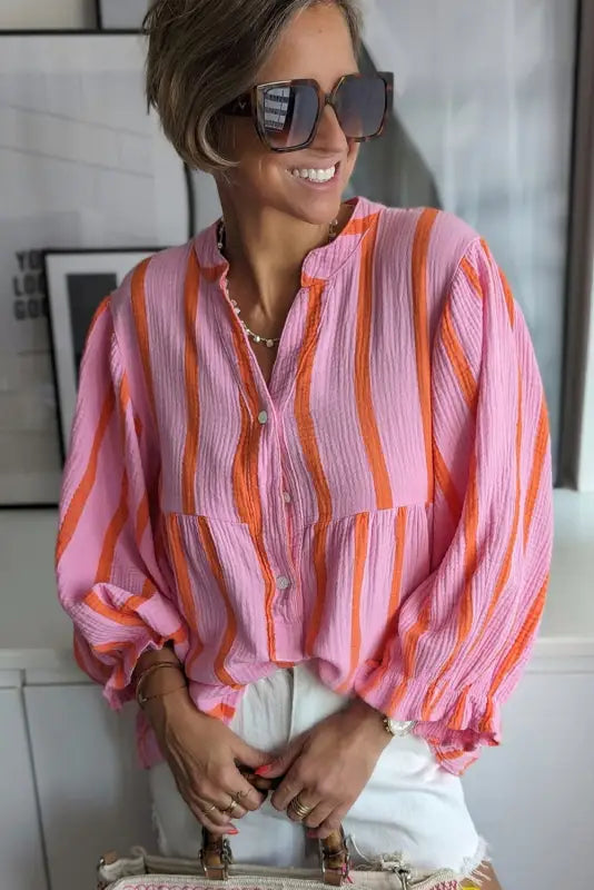 Boho striped billow shirt | women’s shirts | fashionfitz