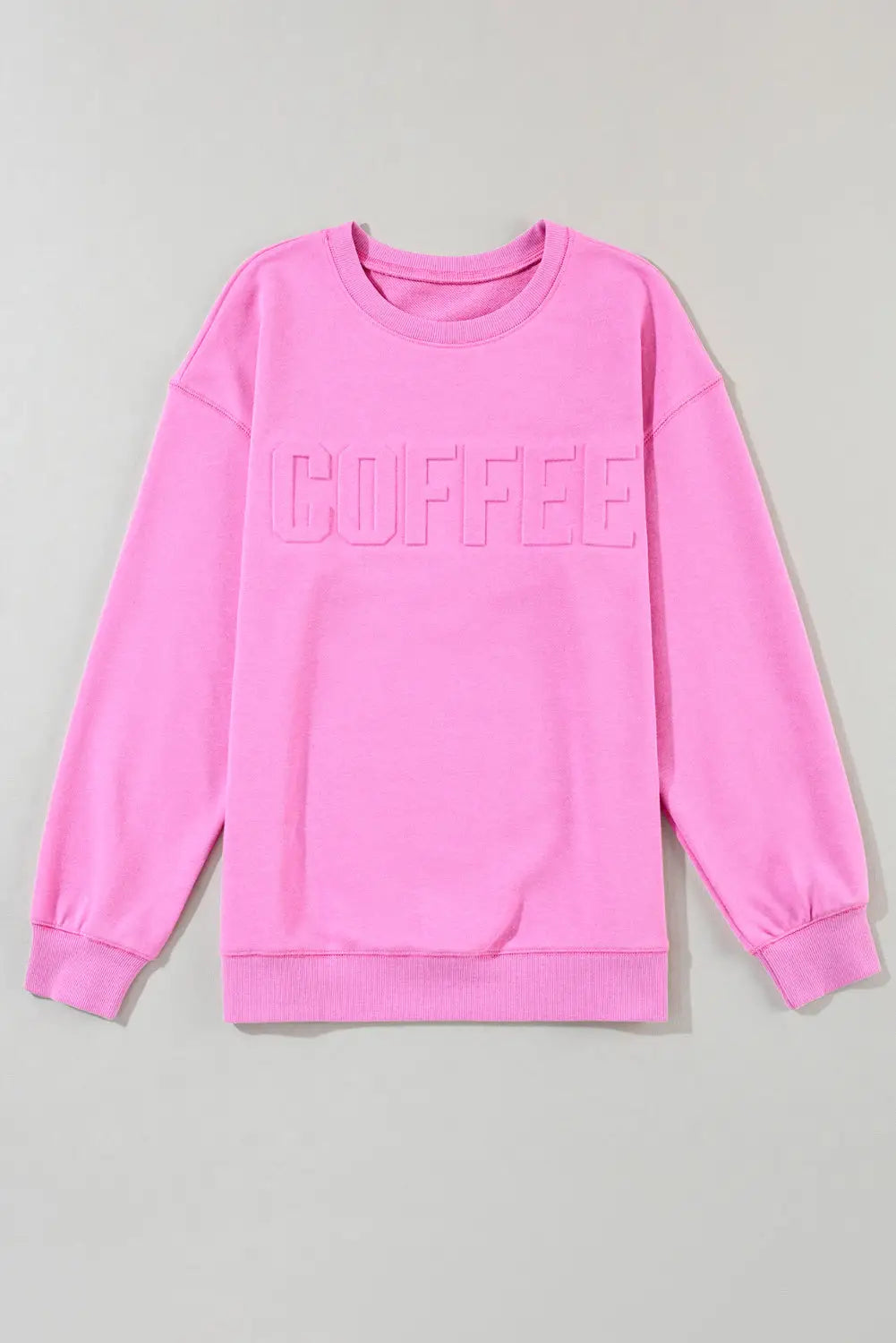 Bonbon coffee letter embossed casual sweatshirt - tops