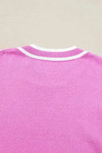 Bonbon Knit Top - Edge Piping Ruffled Sleeve Round Neck - Fashionfitz