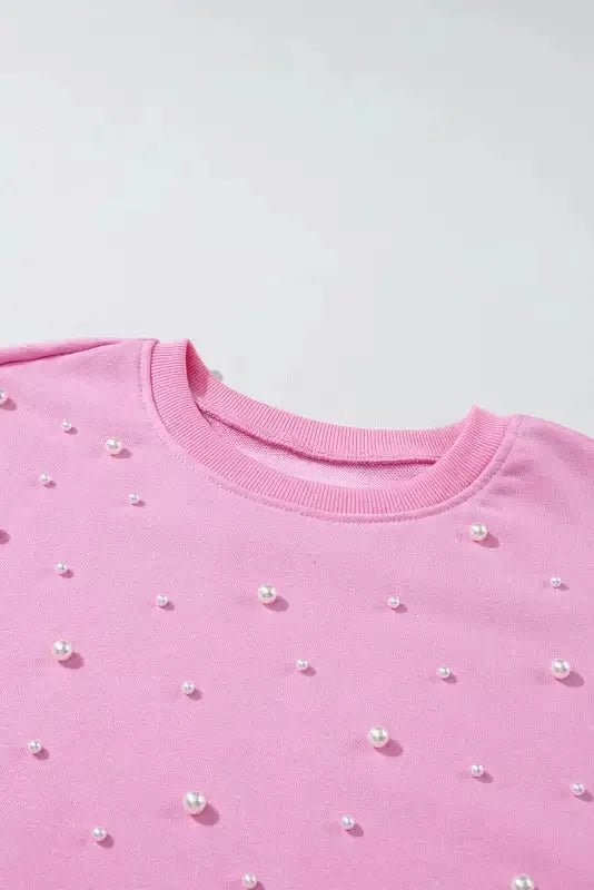 Bonbon Pearl Ribbed Sweatshirt - Fashionfitz