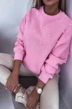 Bonbon Pearl Ribbed Sweatshirt - Fashionfitz