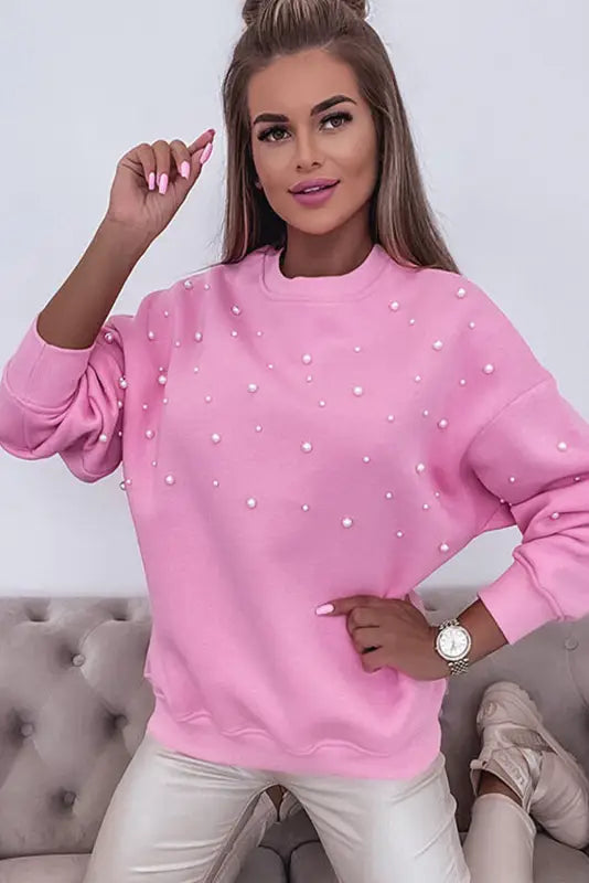 Bonbon pearl ribbed sweatshirt by fashionfitz