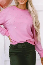 Bonbon Pearl Ribbed Sweatshirt - Fashionfitz