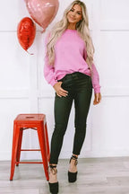 Bonbon Pearl Ribbed Sweatshirt - Fashionfitz