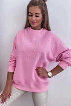 Bonbon Pearl Ribbed Sweatshirt - Fashionfitz