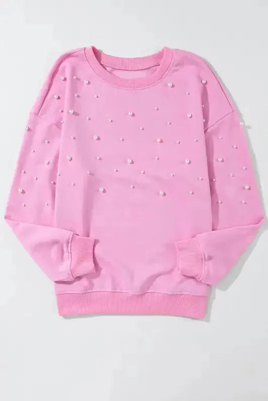 Bonbon Pearl Ribbed Sweatshirt - Fashionfitz