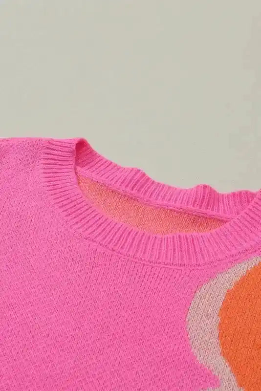 Inside view of Bonbon Plus floral sweater neckline, revealing the soft inner texture and seamless floral knit pattern.