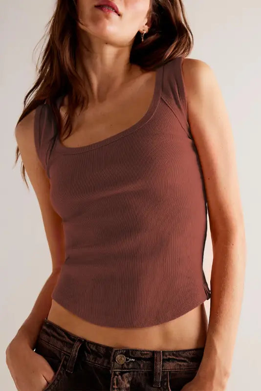 Shop summer tops: bonbon ribbed cropped tank top