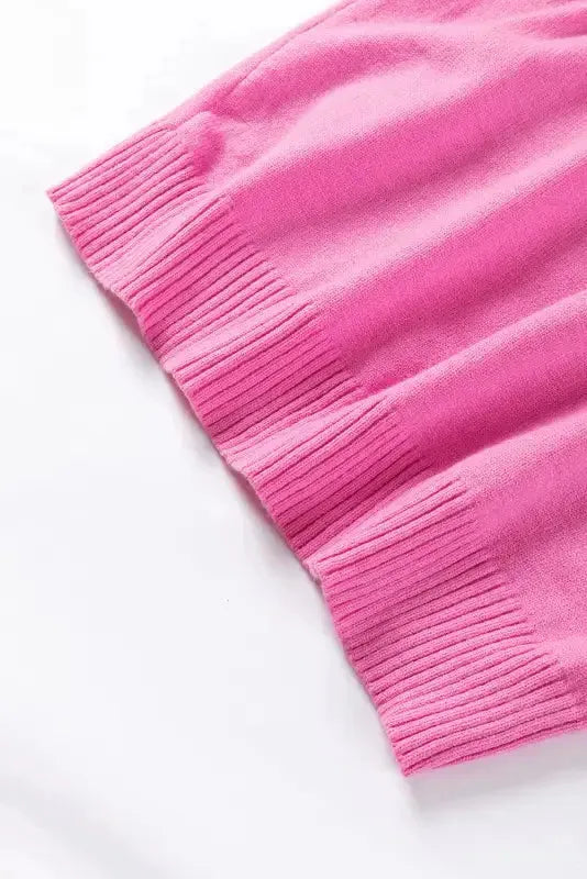 Bonbon Short Sleeve Sweater - Ribbed Mock Neck Ruffled - Fashionfitz