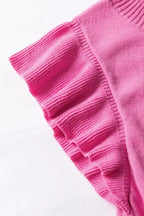 Bonbon Short Sleeve Sweater - Ribbed Mock Neck Ruffled - Fashionfitz