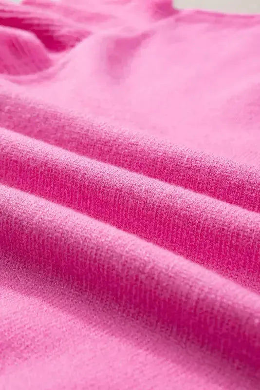 Bonbon Short Sleeve Sweater - Ribbed Mock Neck Ruffled - Fashionfitz