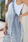 Beau Blue Light Wash Frayed Exposed Seam Wide Leg Denim Overall - Fashionfitz