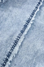 Beau Blue Light Wash Frayed Exposed Seam Wide Leg Denim Overall - Fashionfitz