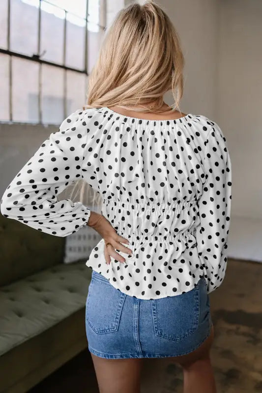 Bow detail polka dot blouse