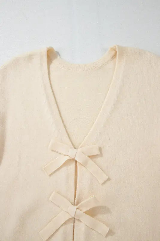 Bowknot cardigan - loose v neck knitted