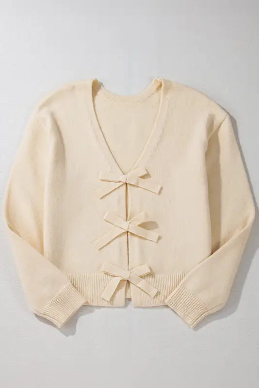 Bowknot cardigan - loose v neck knitted