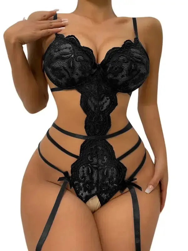 Bows And Ties Lace Teddy Lingerie - Fashionfitz