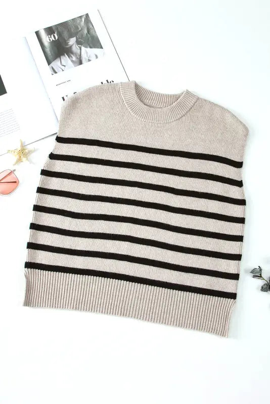 Boxy knitted tank top - apricot stripe - sweater vests